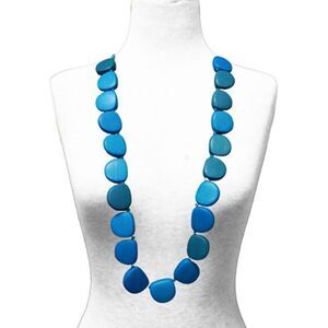 Wooden Nuggets & Cotton Cord Long Necklace (38 Inches)